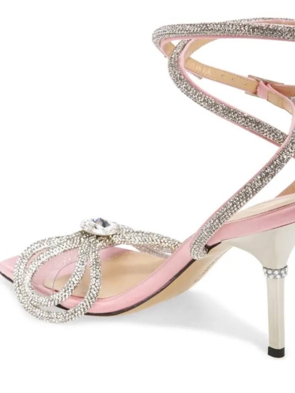 MACH & MACH Pink Double Crystal Bow Sandals Heels Size 36.5